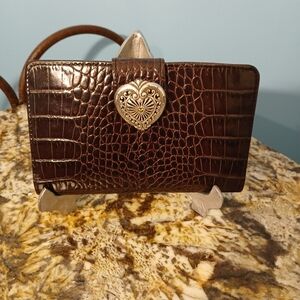 Vintage Brighton Brown Crocodile Embossed Wallet